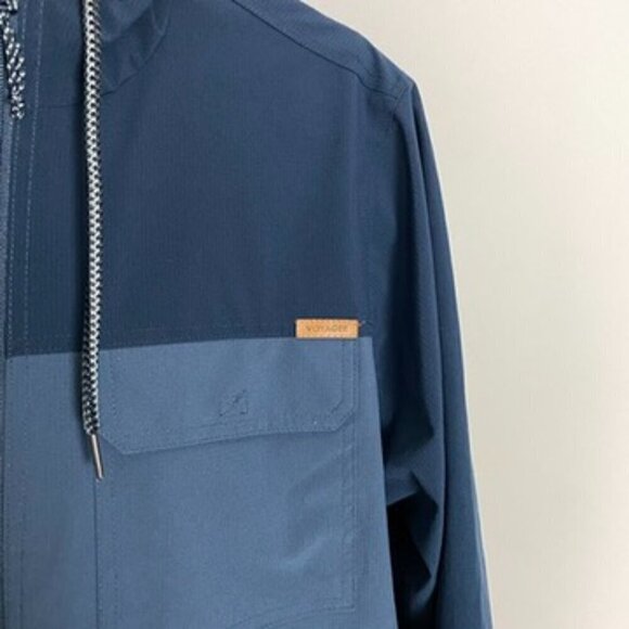 Voyager Full Zip Windbreaker Jacket Colorblock Mens Medium Hooded Eclipse Blue - Picture 3 of 8